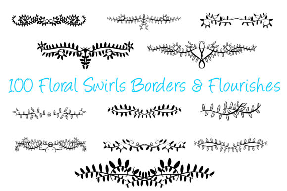 100 Leaf Floral Swirl Borders Separator Graphics