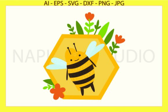 Bee Flowers Floral Honey Svg in Graphics and Illustrations