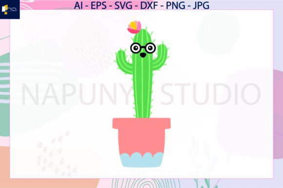 Cactus Floral Kawaii SVG Design for Crafting