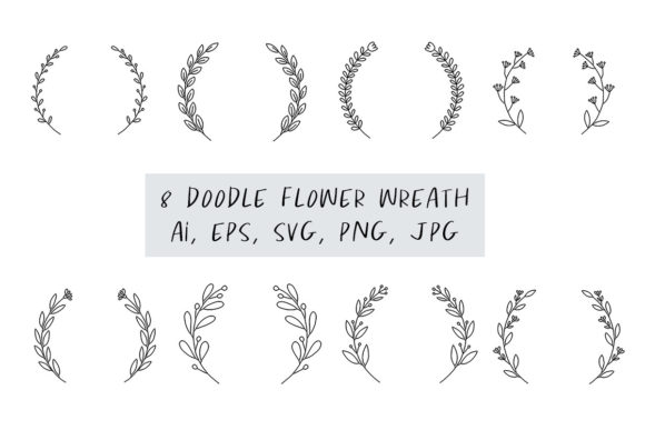 Doodle Floral Wreath Graphics for Blog and Website Design