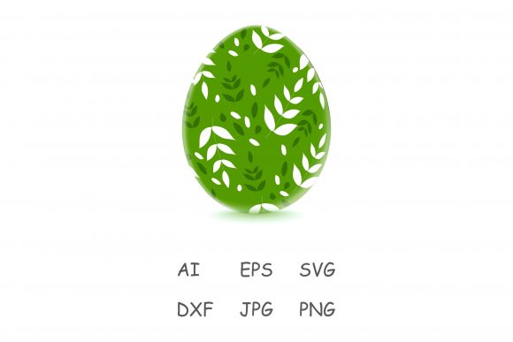 Easter Egg Floral Green Graphics for Branding and Illustrations