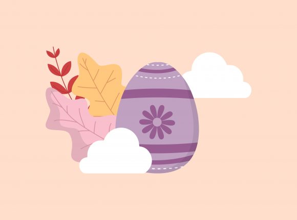 Easter Egg Purple Flower Floral Vector for Graphics and Illustrations
