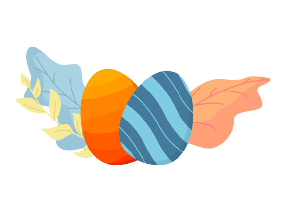 Easter Eggs Orange Blue Floral Vector for Graphics and Illustrations