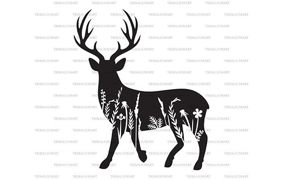 Floral Deer Grass Silhouettes for Branding and Graphics