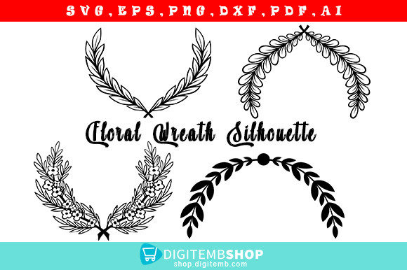 Floral Wreath Silhouette Art: Graphics & Illustrations