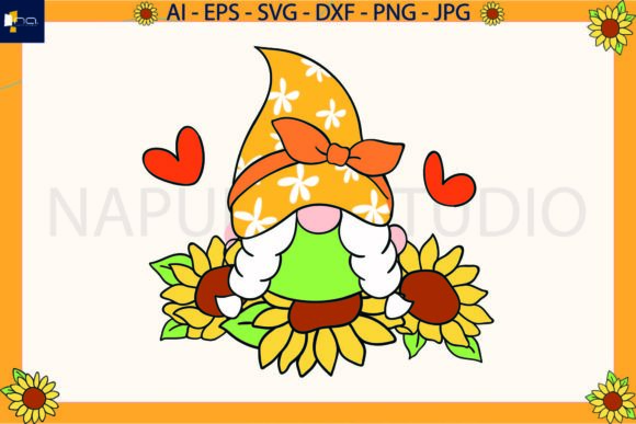 Gnomes Sunflower Floral Flower Svg for Graphics and Illustrations