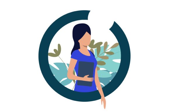 Modern Style Character Woman Floral for Branding and Design