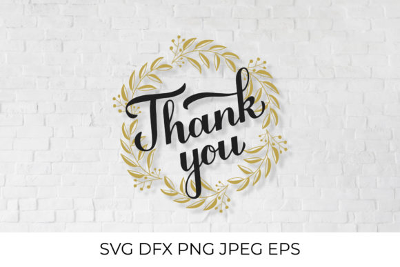 Thank You Calligraphy on Floral Wreath - A Versatile Graphic Illustration