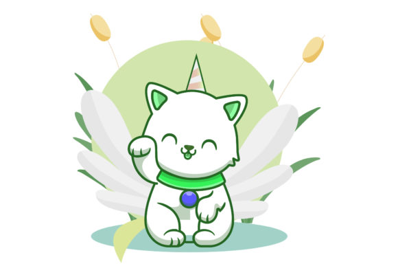 Unicorn Cats Cute Character Floral: Graphics & Illustrations