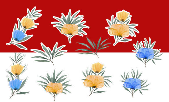 Watercolor Floral Sticker for Graphics and Illustrations