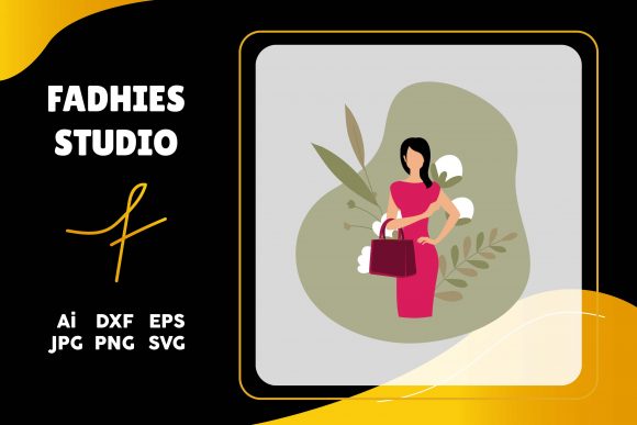 Woman Floral Background Illustration for Graphics and Digital Products